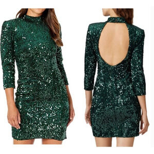 Donna Morgan Sequin Dress Sheath Green 2